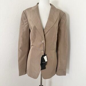 Escada Berihan Blazer 46 (US 14/16) NWT Pampas Beige Swarovski Button Jacket